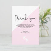 Roze modern Baby shower Dank je baby Kaart (Staand voorkant)