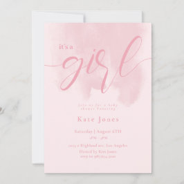 Roze Modern Baby shower Invitation Kaart