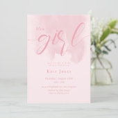 Roze Modern Baby shower Invitation Kaart (Staand voorkant)