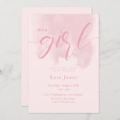 Roze Modern Baby shower Invitation Kaart (Voorkant / Achterkant)
