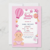 Roze Modern Baby shower Kaart (Voorkant)