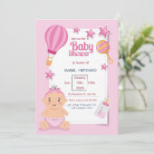Roze Modern Baby shower Kaart (Staand voorkant)