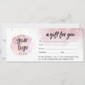 Roze modern bedrijfscadeaubon met Logo (Voorkant)