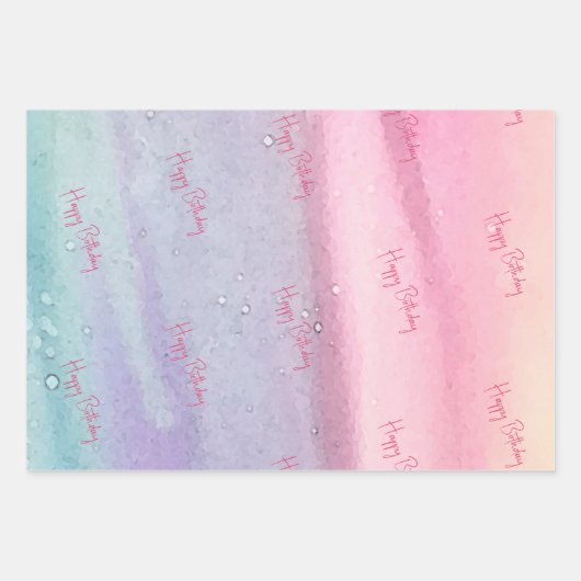 Roze Modern Birthday Inpakpapier Vel (Voorkant 3)