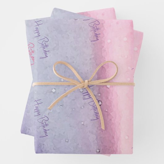 Roze Modern Birthday Inpakpapier Vel (In situ)