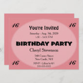 Roze Modern Birthday Uitnodiging (Voorkant / Achterkant)