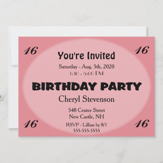 Roze Modern Birthday Uitnodiging (Voorkant)