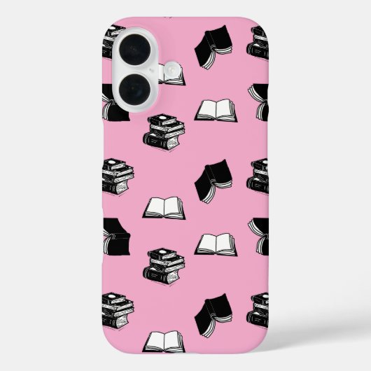 Roze Modern Boekachtig Bibliofiel Boek Patroon Case-Mate iPhone Case (Achterkant)