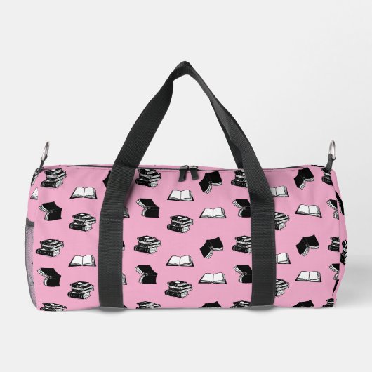 Roze Modern Boekachtig Bibliofiel Boek Patroon Plunjezak (Achterkant)