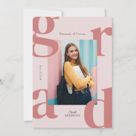 Roze Modern Bold Klasse van 2024 Afstuderen Kaart