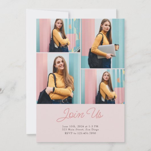 Roze Modern Bold Klasse van 2024 Afstuderen Kaart (Achterkant)