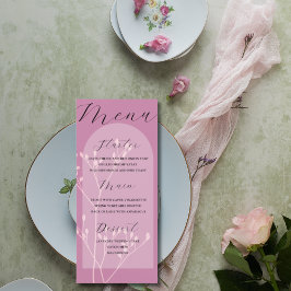 Roze Modern Botanisch Trouwmenu Menu