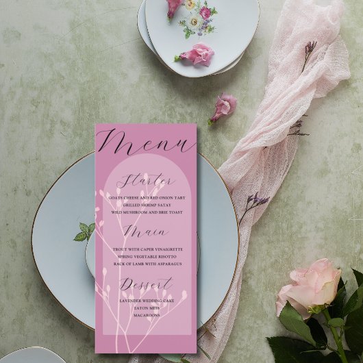 Roze Modern Botanisch Trouwmenu Menu
