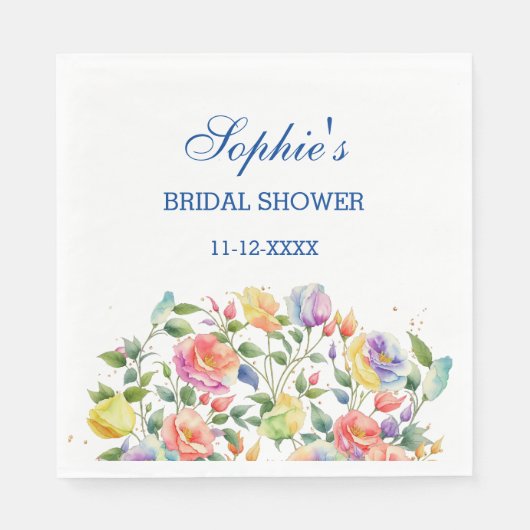 Roze Modern Bright Floral Rozen Vrijgezellenfeest Servet (Voorkant)