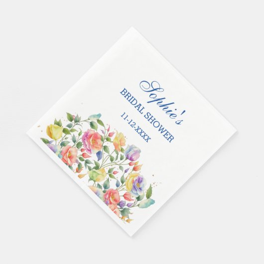 Roze Modern Bright Floral Rozen Vrijgezellenfeest Servet (Hoek)