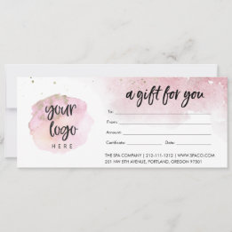Roze modern cadeaubon voor bedrijven met logo
