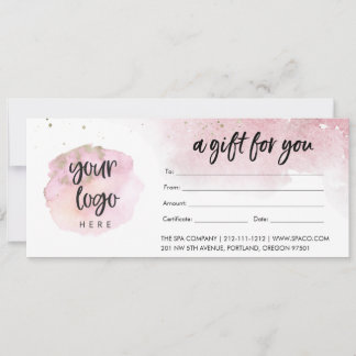 Roze modern cadeaubon voor bedrijven met logo