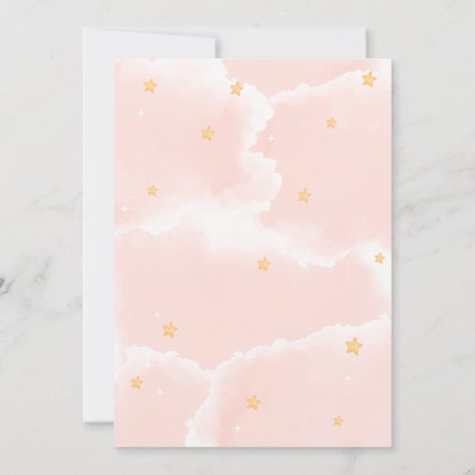 Roze Modern Cloud Negen Sterren Meisje Baby shower Bedankkaart (Achterkant)