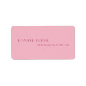 Roze Modern Creatief Minimalistisch Sjabloon Adres Etiket (Voorkant)