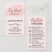 Roze Modern Cup Cares Instructies Visitekaartje (Voorkant / Achterkant)