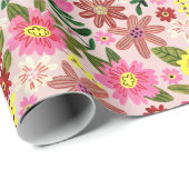 Roze modern daisy floral easter spring patroon cadeaupapier (Rol Hoek)