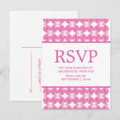Roze Modern Deco RSVP Briefkaart (Voorkant / Achterkant)