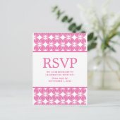 Roze Modern Deco RSVP Briefkaart (Staand voorkant)