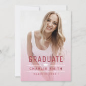 Roze Modern Eenvoudig Typografie Foto Afstuderen Kaart (Voorkant)