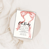 Roze Modern Elegant Bow Meisje Baby shower Kaart