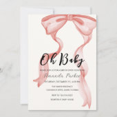 Roze Modern Elegant Bow Meisje Baby shower Kaart (Voorkant)