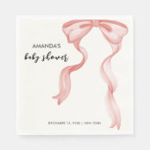 Roze Modern Elegant Bow Meisje Baby shower Servet (Voorkant)