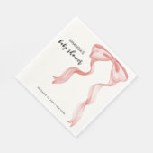 Roze Modern Elegant Bow Meisje Baby shower Servet (Hoek)