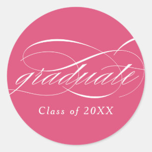 Roze Modern Elegant Script Afstuderen Ronde Sticker