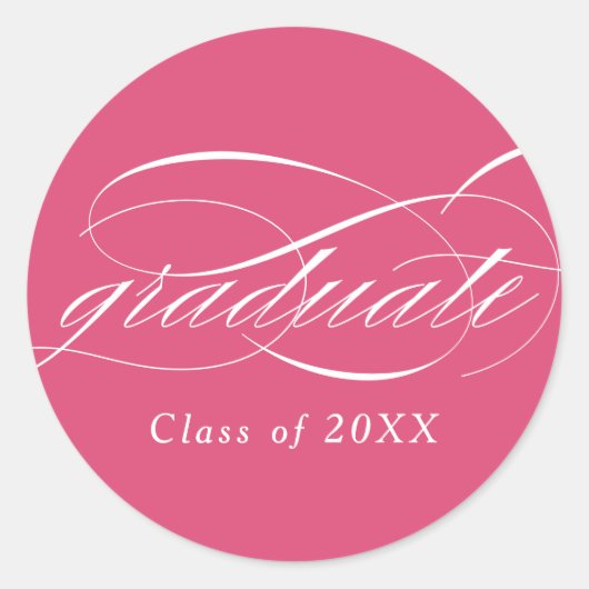 Roze Modern Elegant Script Afstuderen Ronde Sticker (Voorkant)