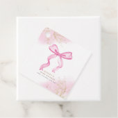 Roze Modern Elegant Waterverf Bow Baby shower Bedankjes Labels (In situ)