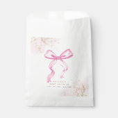 Roze Modern Elegant Waterverf Bow Baby shower Bedankzakje (Voorkant)