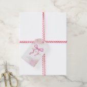 Roze Modern Elegant Waterverf Bow Baby shower Cadeaulabel (Met Touw)