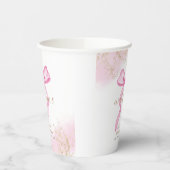 Roze Modern Elegant Waterverf Bow Baby shower Papieren Bekers (Links)