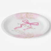 Roze Modern Elegant Waterverf Bow Baby shower Papieren Bordje (Gekanteld)