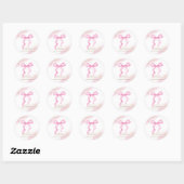 Roze Modern Elegant Waterverf Bow Baby shower Ronde Sticker (Vel)