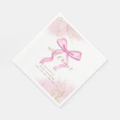 Roze Modern Elegant Waterverf Bow Baby shower Servet (Hoek)