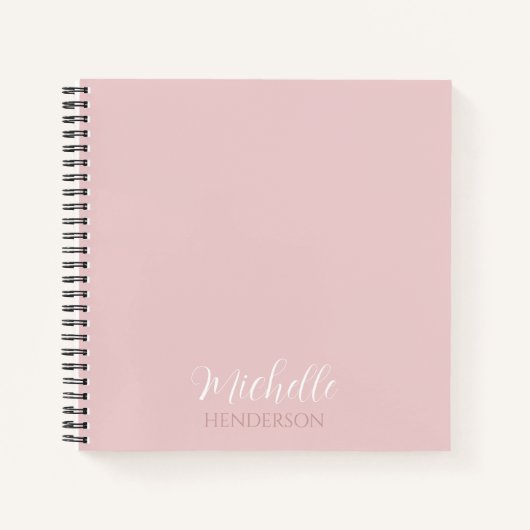 Roze Modern en Eenvoudig Gepersonaliseerd Monogram Notitieboek (Voorkant)