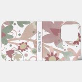 Roze Modern Floral Trendy Naam aanpassen Case-Mate iPhone Case (Achterkant (horizontaal))