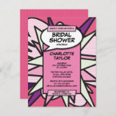 Roze Modern Fun Vrijgezellenfeest stripboek Uitnodiging Briefkaart (Voorkant / Achterkant)