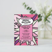 Roze Modern Fun Vrijgezellenfeest stripboek Uitnodiging Briefkaart (Staand voorkant)