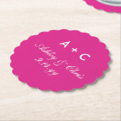 Roze Modern Gepersonaliseerd Bruiloft Receptie Fav Kartonnen Onderzetters (Gekanteld)