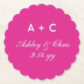 Roze Modern Gepersonaliseerd Bruiloft Receptie Fav Kartonnen Onderzetters (Voorkant)