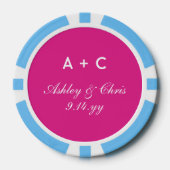 Roze Modern Gepersonaliseerd Bruiloft Receptie Fav Poker Chips (Voorkant)