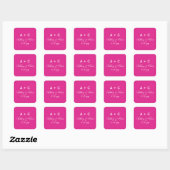 Roze Modern Gepersonaliseerd Bruiloft Receptie Fav Vierkante Sticker (Vel)