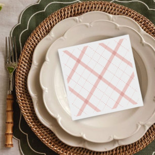 Roze Modern  Geplaagd Trouwpapier Servet